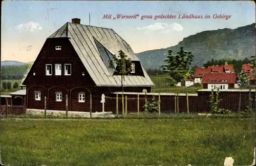Ak Pulsnitz in Sachsen, Landhaus im Gebirge, graues Dach, Wernerit