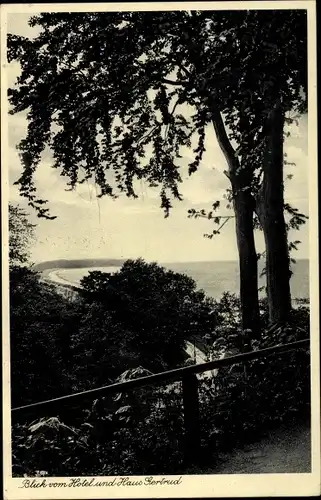 Ak Ostseebad Göhren auf Rügen, Blick vom Hotel und Haus Gertrud