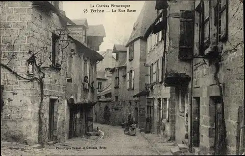 Ak Brive la Gaillarde Corrèze, La Rue Basse