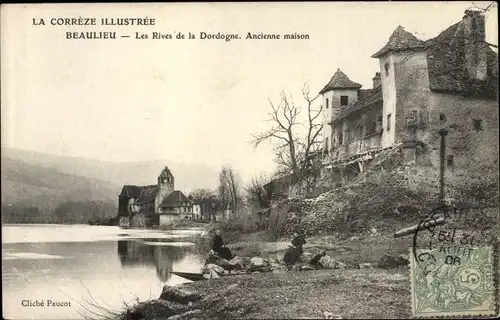 Ak Beaulieu Corrèze, Les Rives de la Dordogne, ancienne maison