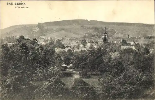 Ak Bad Berka im Weimarer Land Thüringen, Panorama vom Ort von Osten gesehen