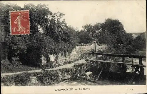 Ak L'Argonne Meuse, Parois, pont