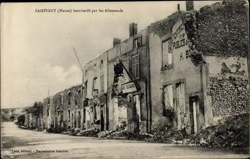 Ak Sampigny Meuse, bombardé par les Allemands, Kriegszerstörungen, I. WK