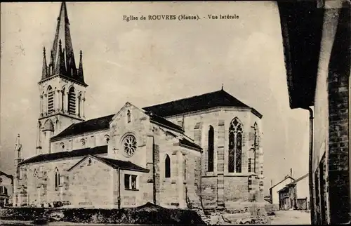 Ak Rouvres Meuse, Eglise, Vue laterale