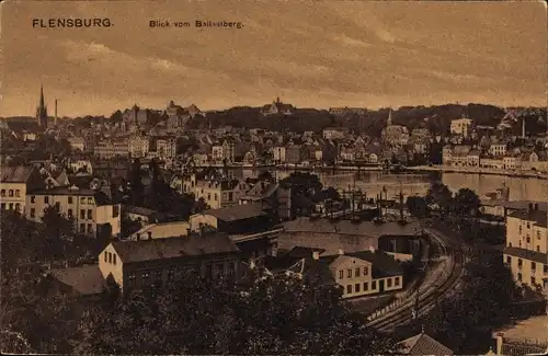 Ak Flensburg, Panorama vom Ballastberg