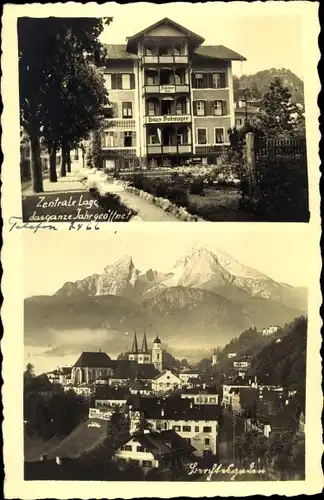 Foto Ak Berchtesgaden in Oberbayern, Haus Dobmayer, Ortsansicht, Gebirgspartie