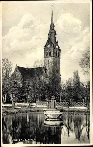 Ak Coswig in Sachsen, Ansicht der Kirche