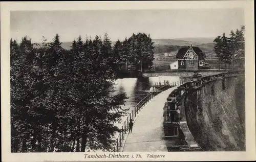 Ak Tambach Dietharz im Thüringer Wald, Talsperre, Blick von der Sperrmauer aus