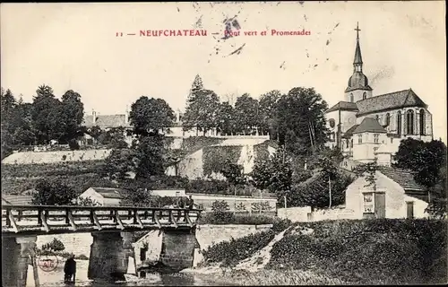 Ak Neufchâteau Lothringen Vosges, Pont vert et Promenade