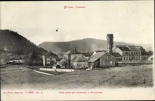 Ak Etival Lothringen Vosges, Blick auf den Ort, Vue prise en Montant a Pajailles