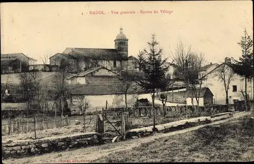 Ak Hadol Lothringen Vosges, Vue generale, Entree du Village, Kirche