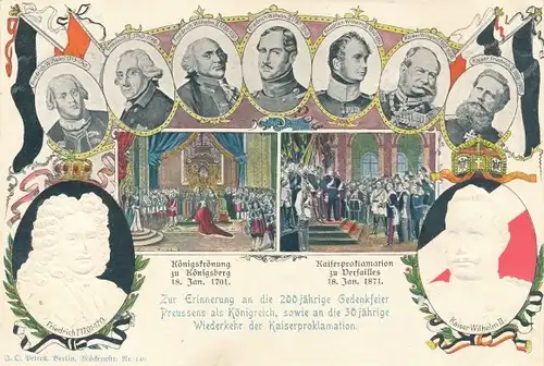 Präge Ganzsachen Ak 200jh Gedenkfeier Preußens als Königreich,30jh Wiederkehr der Kaiserproklamation