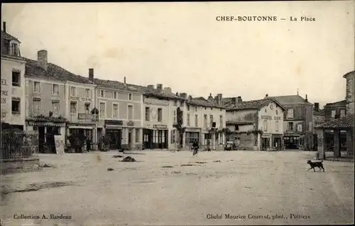 Ak Chef Boutonne Deux Sèvres, La Place, Epicerie, Patisserie, chien