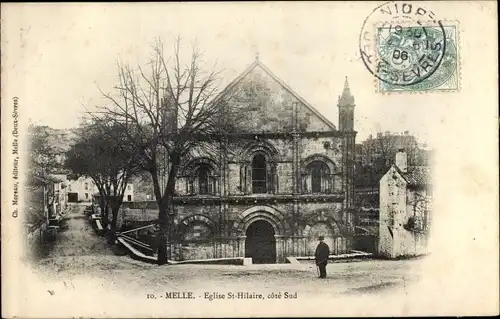 Ak Melle Deux Sèvres, Eglise Saint Hilaire, cote Sud