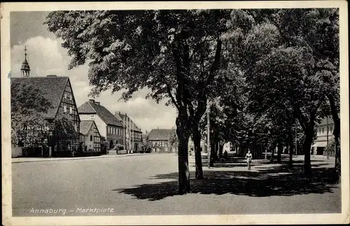 Ak Annaburg im Kreis Wittenberg, Blick auf den Markt