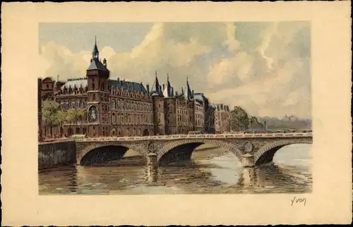 Künstler Ak Paris, Le Palais de Justice et le Pont au Change