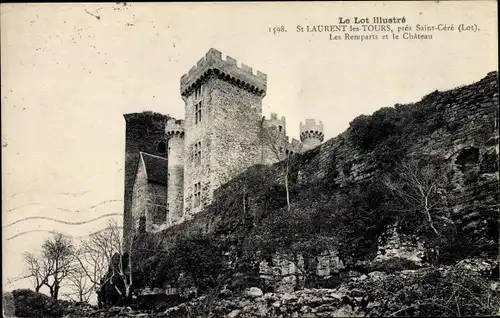 Ak St. Laurent les Tours Lot, Les Remparts et le Château, vue générale