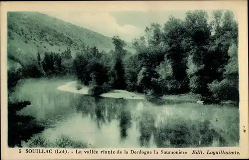 Ak Souillac Lot, vallée riante de la Dordogne la Saumoniere, rivière