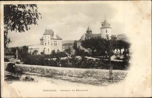 Ak Souillac Lot, Château dee Belcastel, vue générale