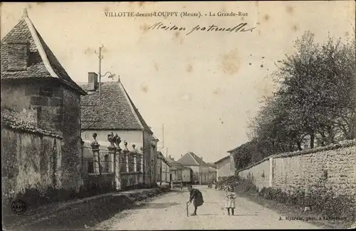Ak Villotte devant Louppy Meuse, La Grande Rue