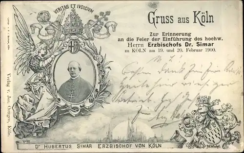 Passepartout Ak Köln am Rhein, Einführung des Erzbischofs Dr. Simar 1900