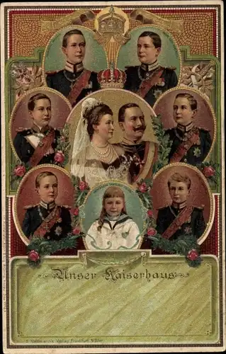 Präge Litho Deutsches Kaiserhaus unter Kaiser Wilhelm II., Prinzen, Prinzessin