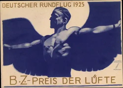 Künstler Ak Hohlwein, Ludwig, Deutscher Rundflug 1925, BZ Preis der Lüfte