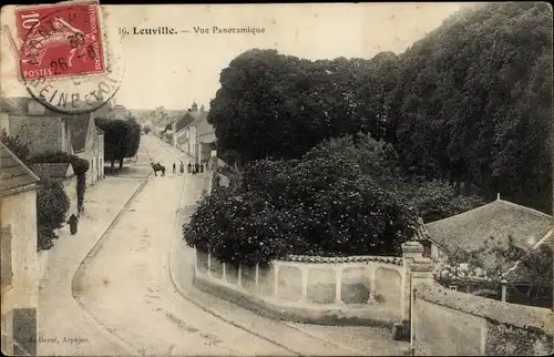 Ak Leuville Essonne, vue panoramique, porte