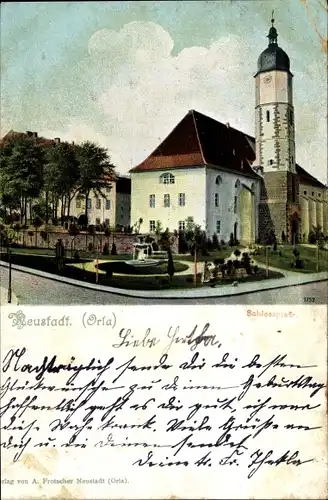 Ak Neustadt an der Orla, Schlossplatz, Schlossturm
