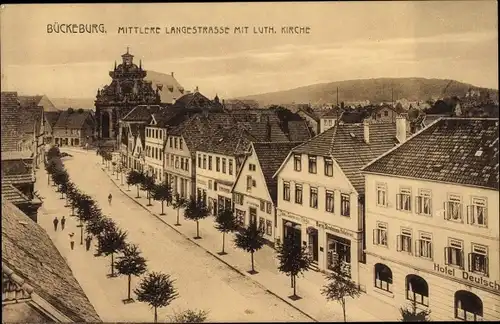 Ak Bückeburg Kreis Schaumburg Niedersachsen, Mittlere Landstraße, Lutherische Kirche