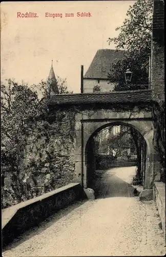 Ak Rochlitz an der Mulde, Eingang zum Schloss, Tor