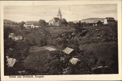 Ak Drebach im Erzgebirge, Blick auf den Ort