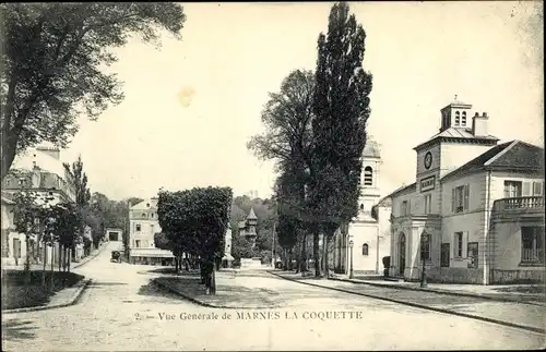 Ak Marnes la Coquette Hauts de Seine, Vue generale, Straßenpartie