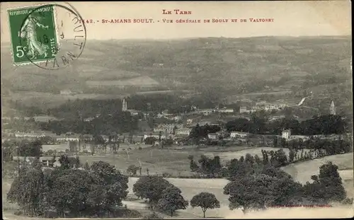 Ak Saint Amans Soult Tarn, Vue générale de Soult et de Valtoret