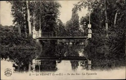 Ak Le Vésinet Yvelines, Ile des Ibis, La Passerelle