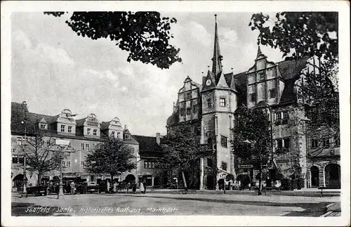 Ak Saalfeld an der Saale Thüringen, Rathaus, Marktplatz