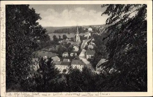 Ak Berggießhübel in Sachsen, Panorama vom Kirchberg, Kirche