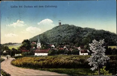 Ak Collm Wermsdorf Nordsachsen, Blick auf den Ort, Collmberg, Kirche