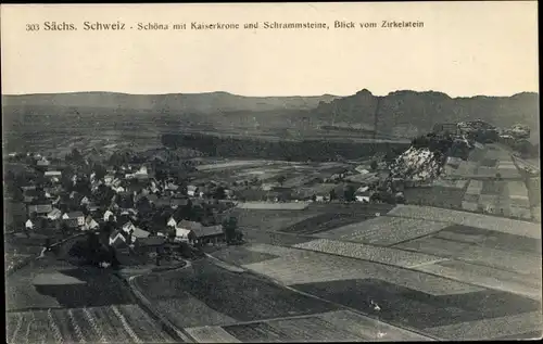 Ak Reinhardtsdorf Schöna in Sachsen, Kaiserkrone, Schrammsteine, Blick vom Zirkelstein