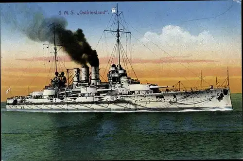 Ak Deutsches Kriegsschiff, SMS Ostfriesland, Kaiserliche Marine