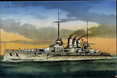 Ak Deutsches Kriegsschiff, SMS Thüringen, Kaiserliche Marine