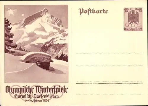 Ganzsachen Ak Garmisch Partenkirchen in Oberbayern, Olympische Winterspiele 1936