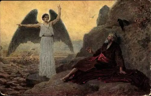 Künstler Ak L'Ange du Seigneur apparait au prophète Élie, 1. Rois 19, 3-5, Engelserscheinung