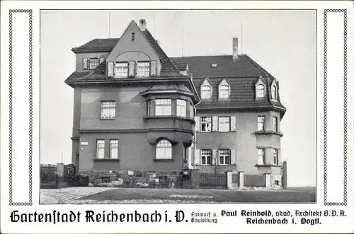 Ak Reichenbach Vogtland, Gartenstadt, Hausansicht, Architekt Paul Reinhold 