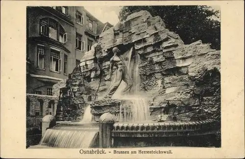 Ak Osnabrück in Niedersachsen, Brunnen am Herrenteichswall