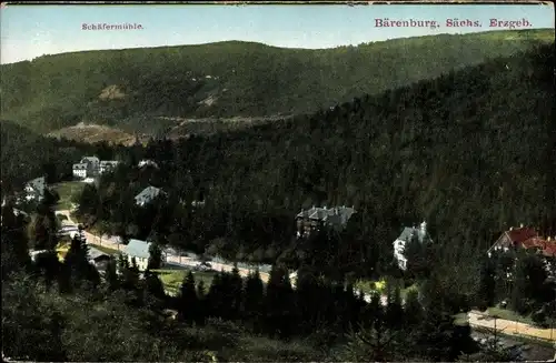 Ak Bärenburg Altenberg im Erzgebirge, Schäfermühle, Blick auf den Ort