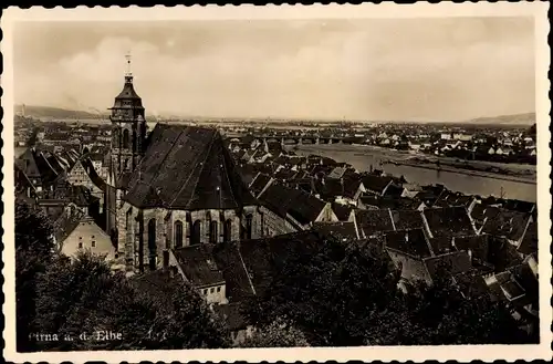 Ak Pirna in Sachsen, Kirche, Panorama vom Ort