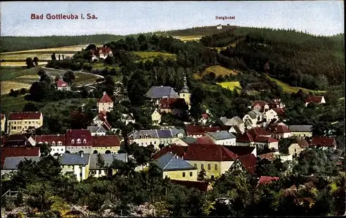 Ak Bad Gottleuba in Sachsen, Panorama vom Ort und Berghotel
