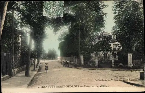 Ak Villeneuve Saint Georges Val de Marne, L'Avenue de Melun