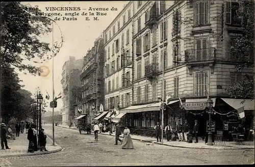 Ak Vincennes Val de Marne, Avenue du Aygone, angle de la Rue de Paris
